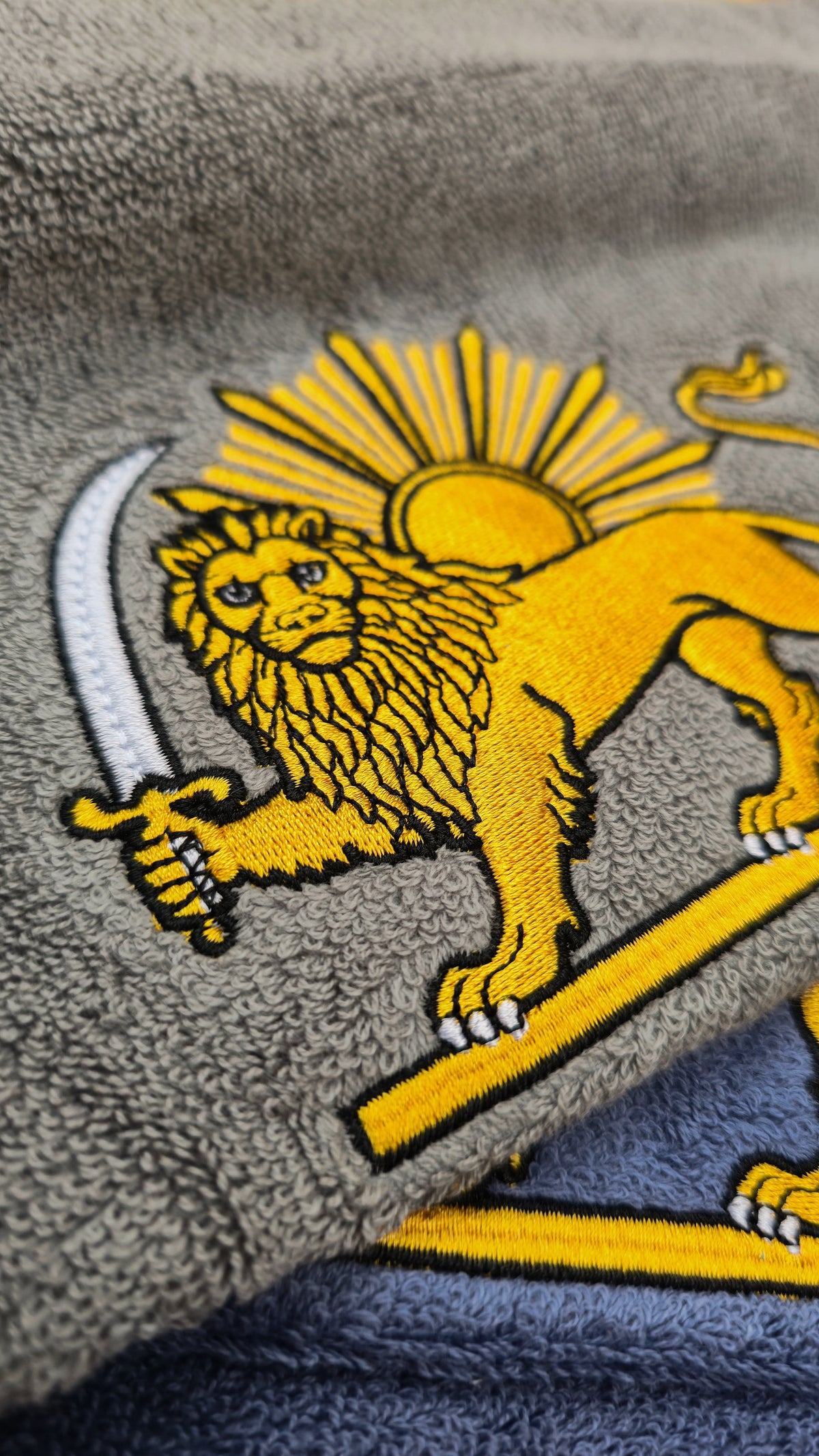 Persian Lion & Sun Embroidered Cotton Hand Towel