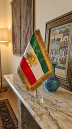 Heritage Desk Collection - Lion and Sun & Farvahar Tabletop Flag Set