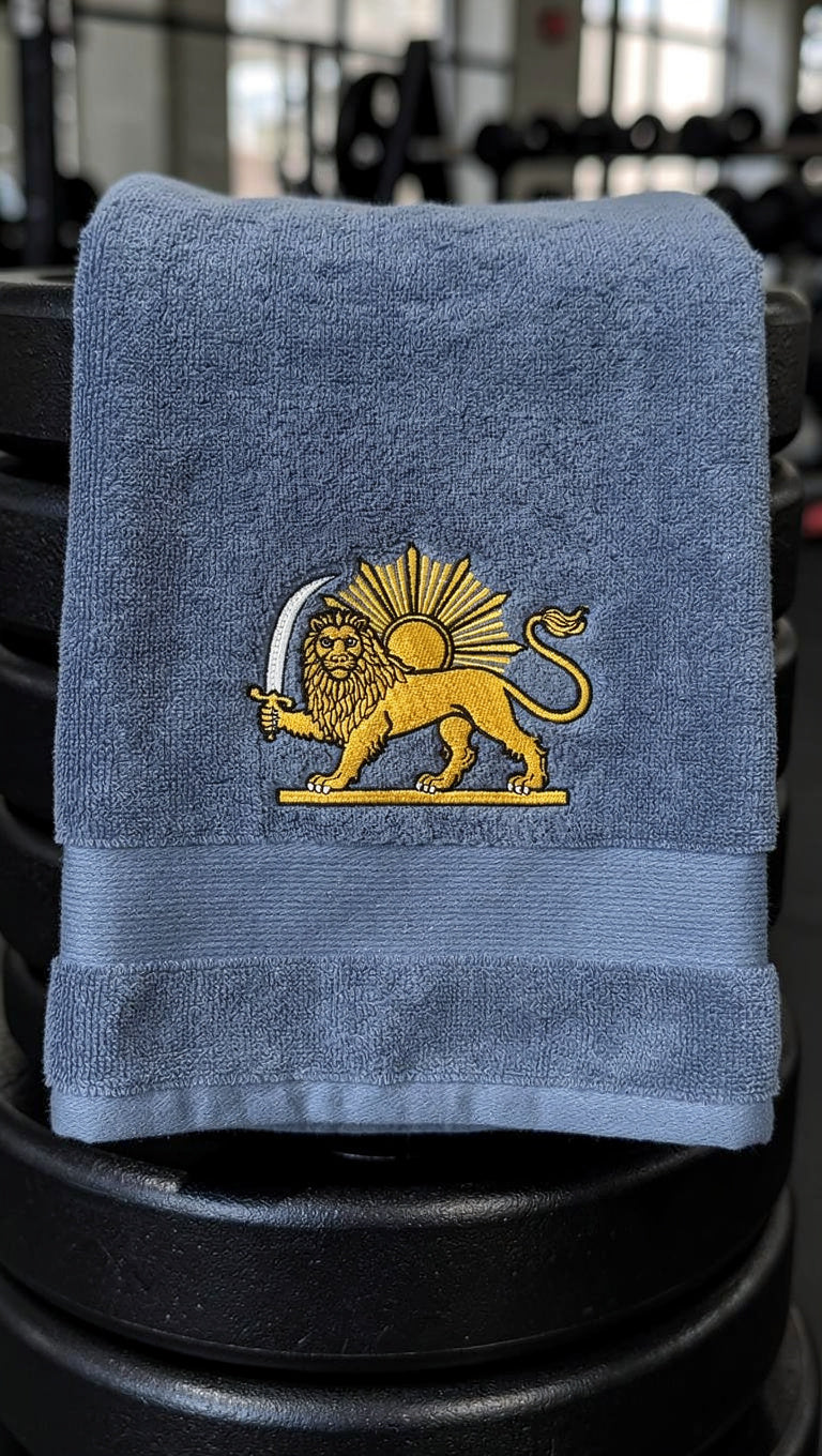 Persian Lion & Sun Embroidered Cotton Hand Towel