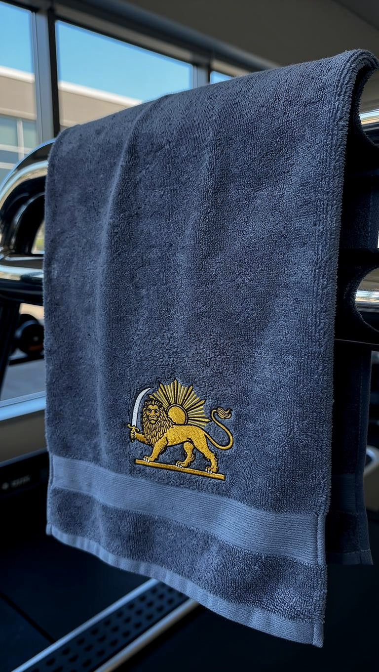 Persian Lion & Sun Embroidered Cotton Hand Towel