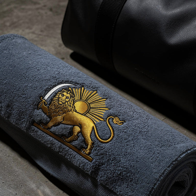 Persian Lion & Sun Embroidered Cotton Hand Towel