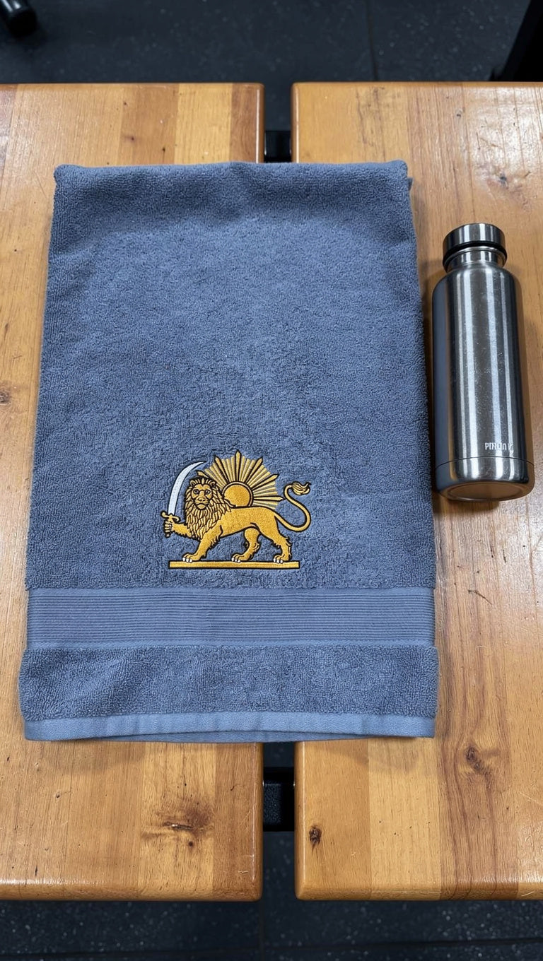 Persian Lion & Sun Embroidered Cotton Hand Towel