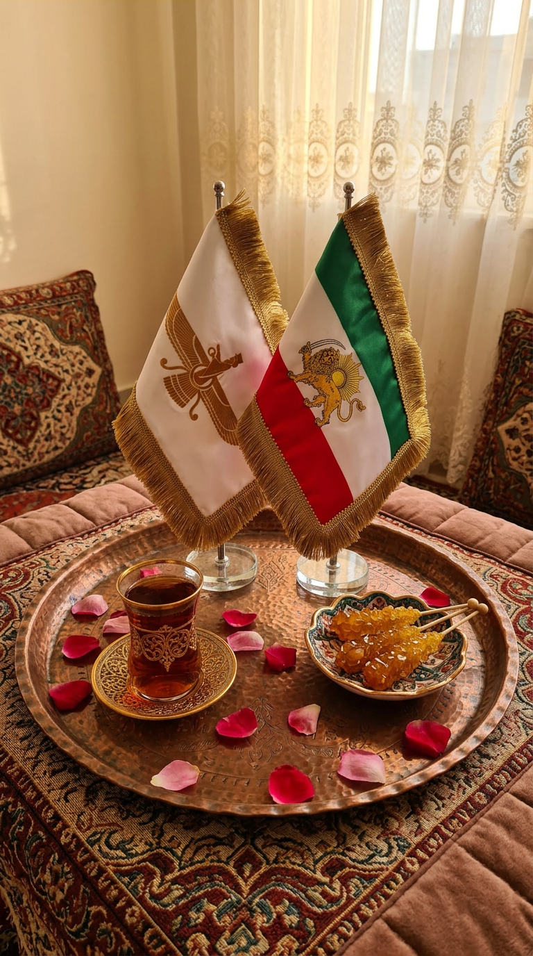 Tabletop Flag Set - Lion-Sun - Farvahar